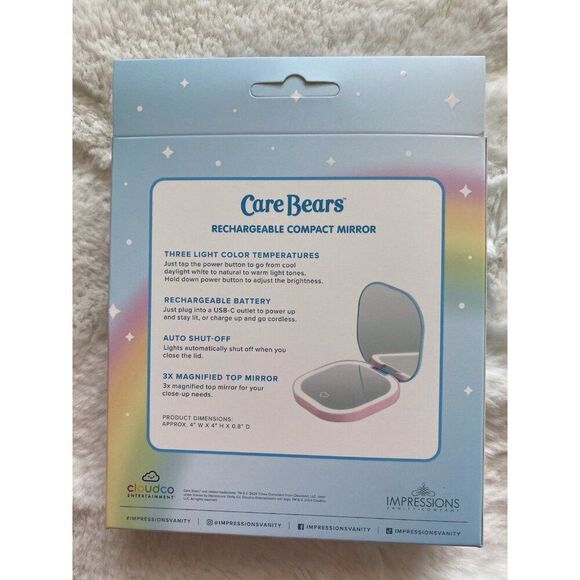 Impressions Care Bears Rechargeable Compact Mirror 3X Magnified 3 Light Color - Picture 4 of 7